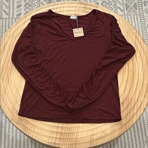 Hello Nite Women's Burgundy Long Sleeve Top